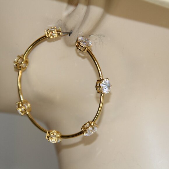 Swarovski Crystal Constella Gold Hoop Earrings. Gorgeous Large (2 ½”) - Picture 12 of 13